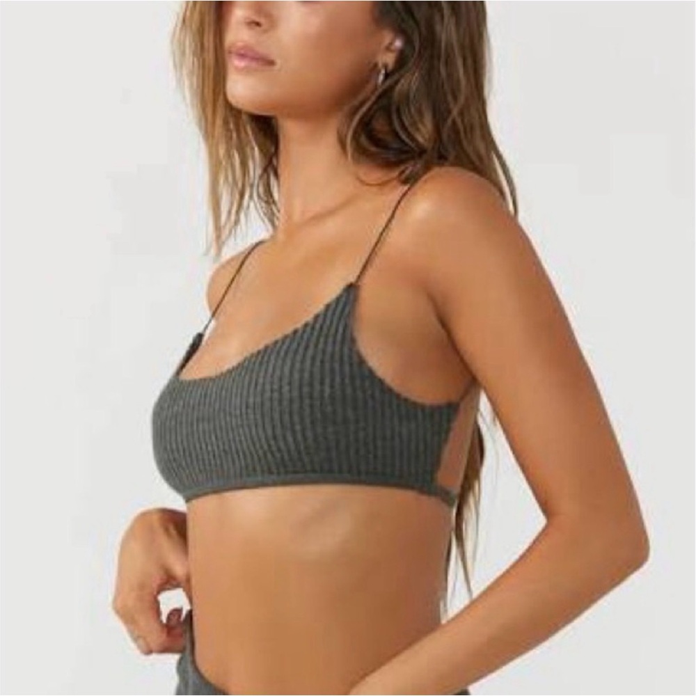 Joah Brown Ribbed Charcoal Crop Bralette